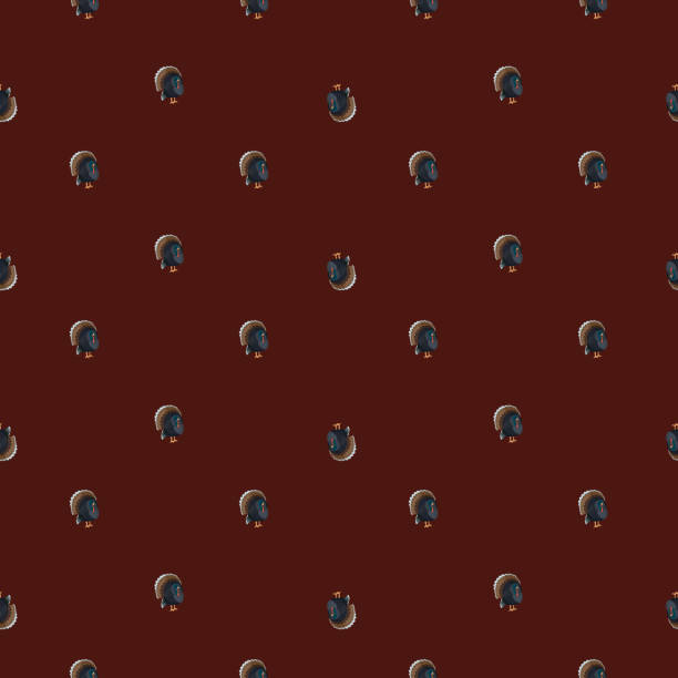 istock Seamless pattern Turkey brown background. Texture of farm bird for any purpose. 1354996116