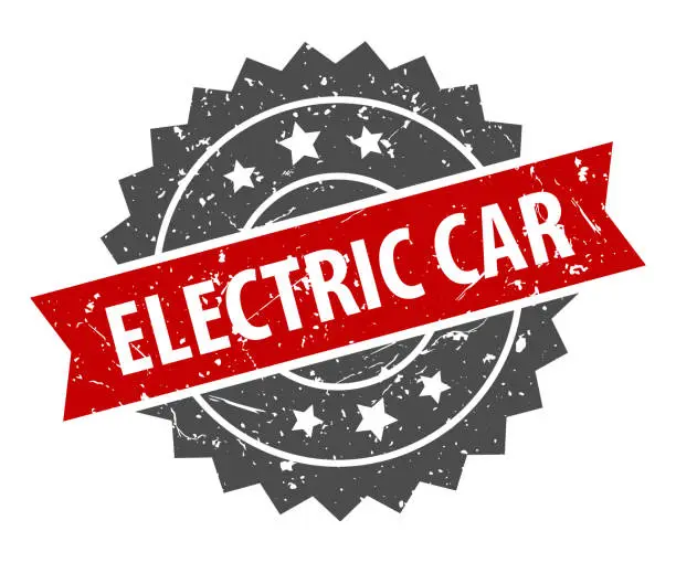 Vector illustration of Electric Car - Stamp, Imprint, Seal Template. Grunge Effect. Vector Stock Illustration