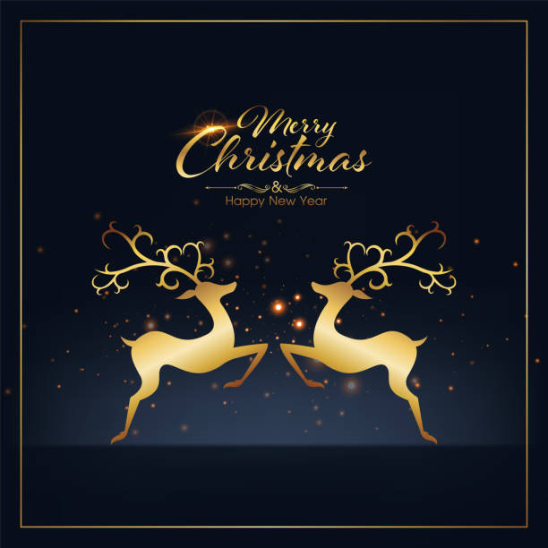 istock Merry Christmas and Happy New Year on Blue background. Invitation card vector and illustration. 1355005477