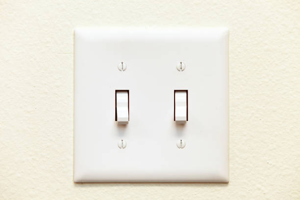 Two North American style light switches stock photo