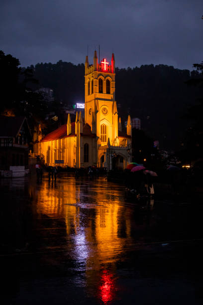 Monsoons on the Mall Road, Shimla Shimla is the capital of the northern Indian state of Himachal Pradesh, in the Himalayan foothills. Once the summer capital of British India, it remains the terminus of the narrow-gauge Kalka-Shimla Railway, completed in 1903. It’s also known for the handicraft shops that line The Mall, a pedestrian avenue, as well as the Lakkar Bazaar, a market specializing in wooden toys and crafts. shimla stock pictures, royalty-free photos & images