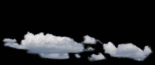 istock white fluffy clouds isolated on a black background, nature 1355016930