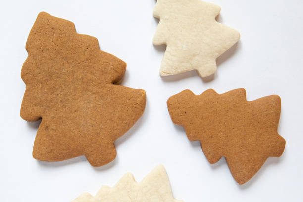 Gingerbread cookies in tree shape. stock photo