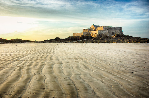 Low tide of Fort National and rocks in Saint Malo Brittany, France