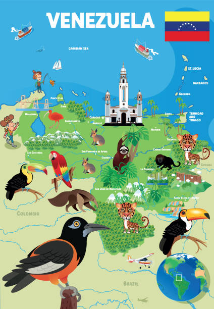 ilustraciones, imágenes clip art, dibujos animados e iconos de stock de mapa de viaje de venezuela - ilustraciones de cultura venezolana