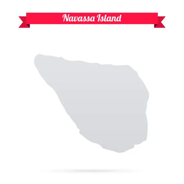 Vector illustration of Navassa Island map on white background with red banner