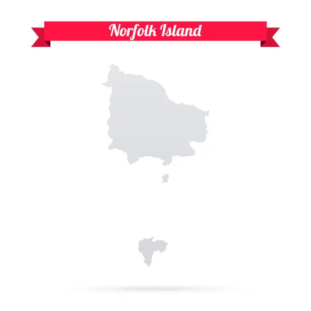 Vector illustration of Norfolk Island map on white background with red banner