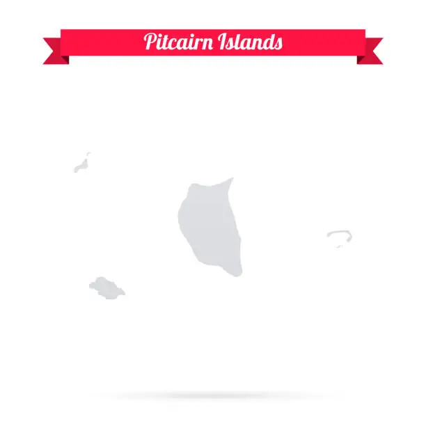 Vector illustration of Pitcairn Islands map on white background with red banner