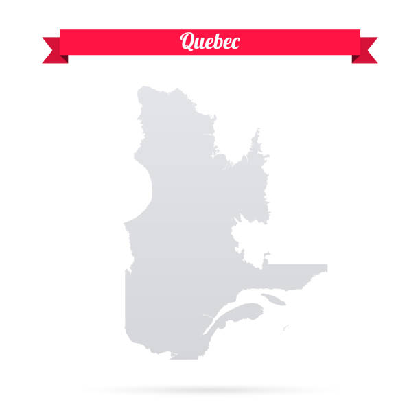 mapa quebecu na białym tle z czerwonym sztandarem - quebec flag pennant sign stock illustrations