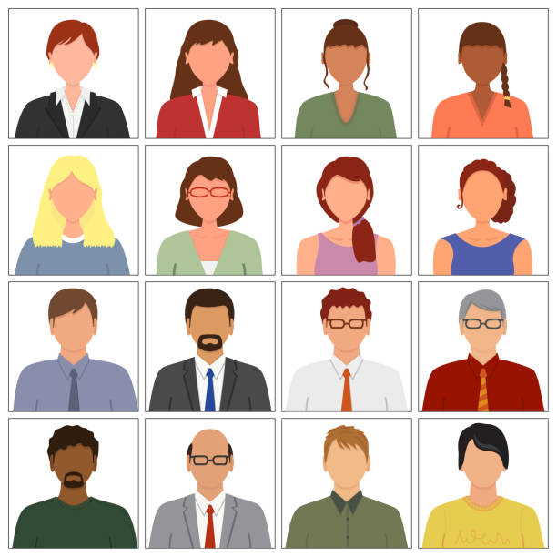 Women and Men business people avatars Women and Men business people avatars flat design blank expression stock illustrations