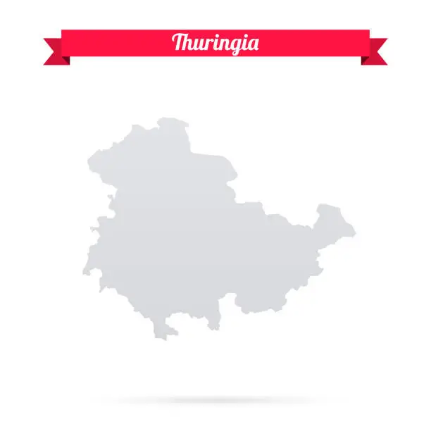 Vector illustration of Thuringia map on white background with red banner