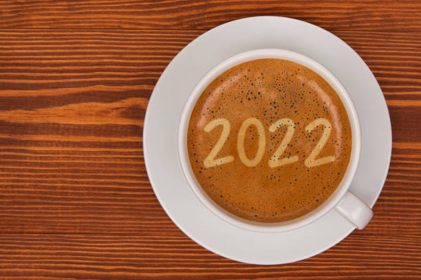 istock Happy New Year 2022 on Coffee Cup 1355039084