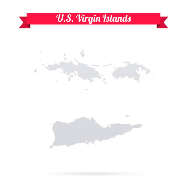 ilustraciones, imágenes clip art, dibujos animados e iconos de stock de mapa de las islas vírgenes de los estados unidos sobre fondo blanco con bandera roja - us virgin islands