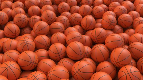 istock Orange basketball balls background 1355041935