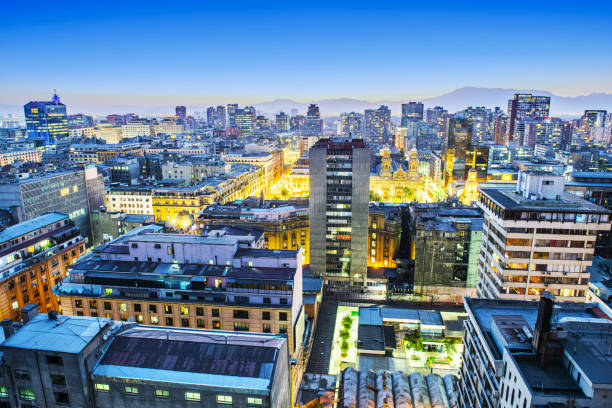 istock Evening panorama of Santiago de Chile 1355043201