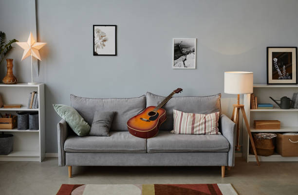 Cozy Living Room with Guitar