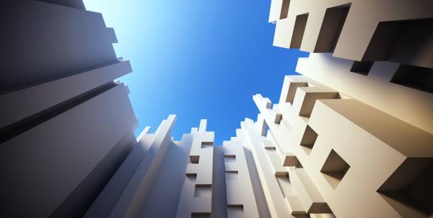 istock A white architectural building that is very tall and opens in the middle to expose the sky to receive light. 1355050227