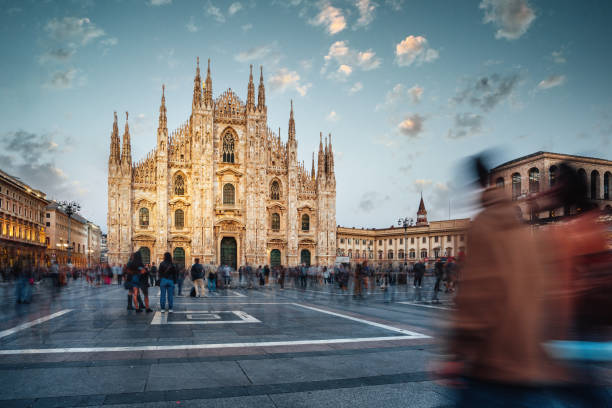 istock Piazza Duomo in Milan at sunset 1355051075