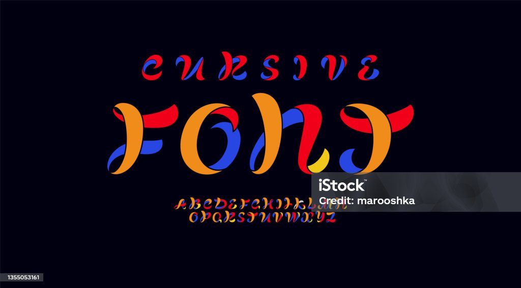 Colorful Cursive Multi Colored Cursive Font Handwritten Script Alphabet Calligraphy ...