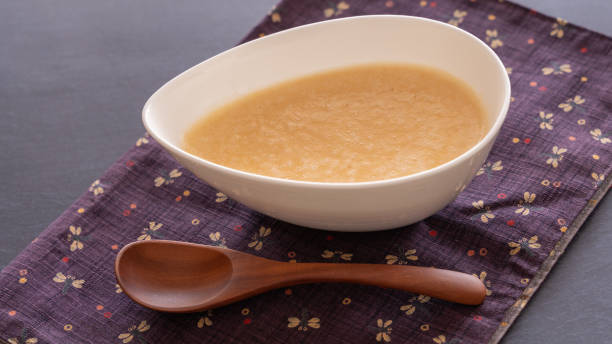 istock Japanese home-made miso taste soup (potato and callot) Black 1355057435