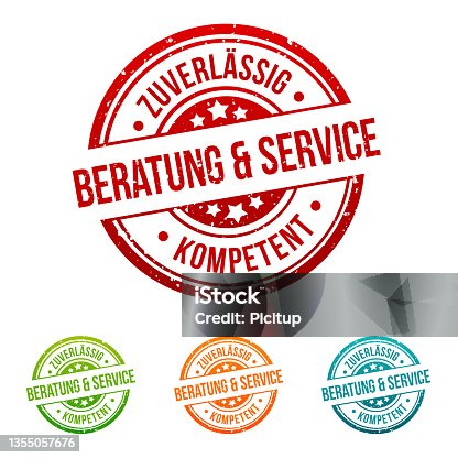 istock Advice and service - customer service - seals in different colours. 1355057676
