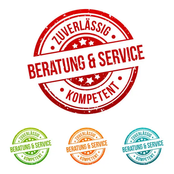 Vector illustration of Advice and service - customer service - seals in different colours.
