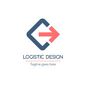 istock logistic company logo design template with arrow right. Stock vector illustration isolated on white background 1355061011