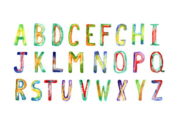 istock colorful watercolor alphabet isolated on white background, multicolored alphabet letters for depot dosine, the letters are drawn with a brush in bright color 1355061751