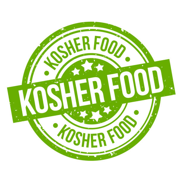 kosher food round green grunge stamp badge kosher food round green grunge stamp badge kosher symbol stock illustrations