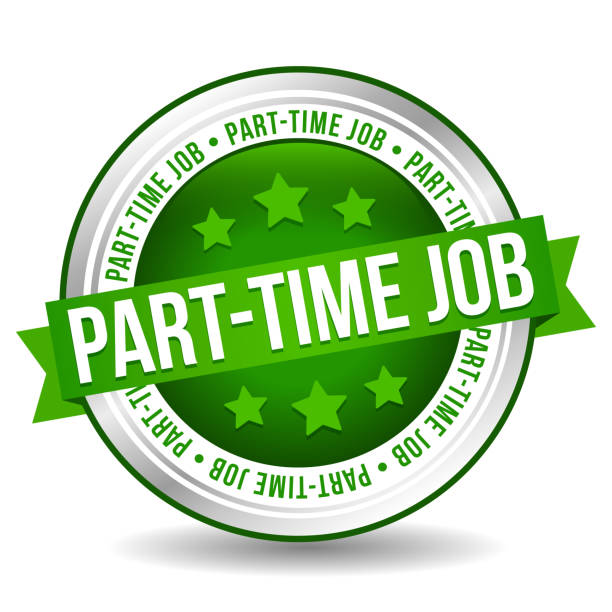 istock Part-time job Badge - Online Button - Banner with Ribbon. 1355062048