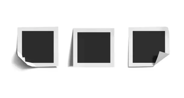 Vector illustration of Vector square instant photo frames set isolated on white background.