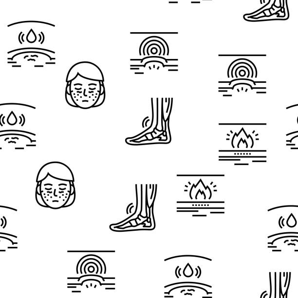 Rheumatology Disease Problem Vector Seamless Pattern Rheumatology Disease Problem Vector Seamless Pattern Thin Line Illustration psoriatic arthritis stock illustrations