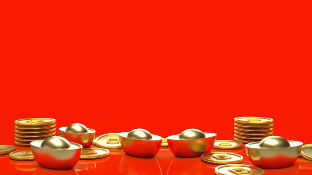 istock The Chinese gold on red background for celebration or new year concept 3d rendering 1355065942