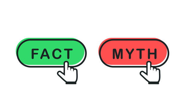 Facts myths button icon. Facts myths button icon. Illustration vector falsehood stock illustrations