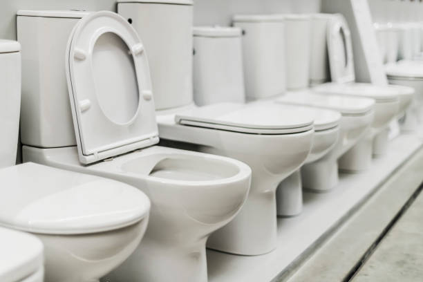 istock Flush toilets put up for sale in a store 1355073185
