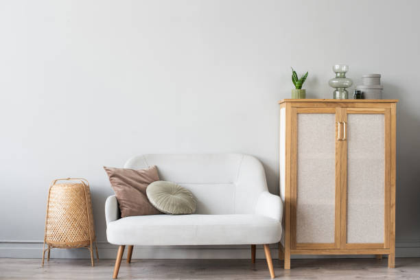 istock Interior design. Sofa in a living room with empty space 1355074646