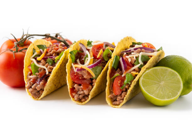 istock Traditional Mexican tacos with meat and vegetables 1355080195