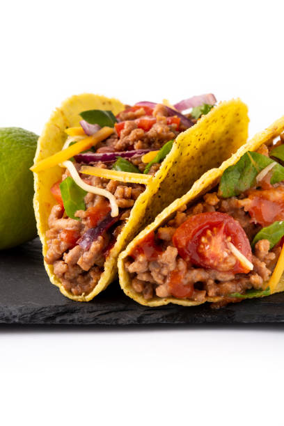 istock Traditional Mexican tacos with meat and vegetables 1355080212