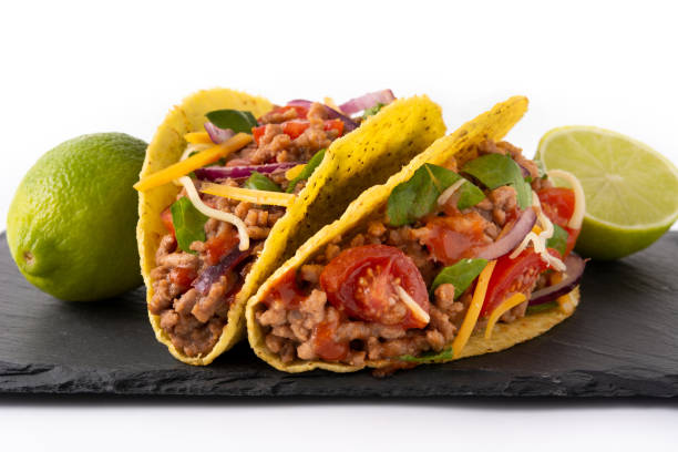 istock Traditional Mexican tacos with meat and vegetables 1355080229