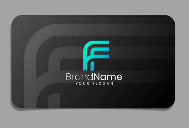istock Letter F Logo on business card 1355082902