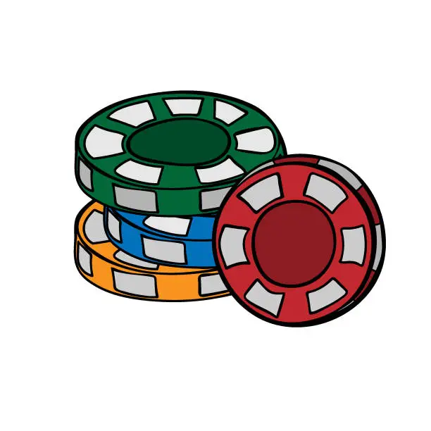 Vector illustration of Stack of empty chips for casino or pile of blank  gambling tokens