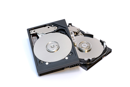 Computer hard disks isolated on a white background