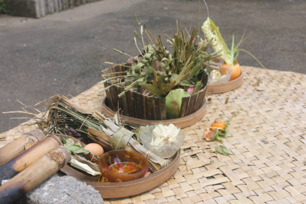 istock Balinese Hindu ceremonial facilities that use burned bamboo 1355087957