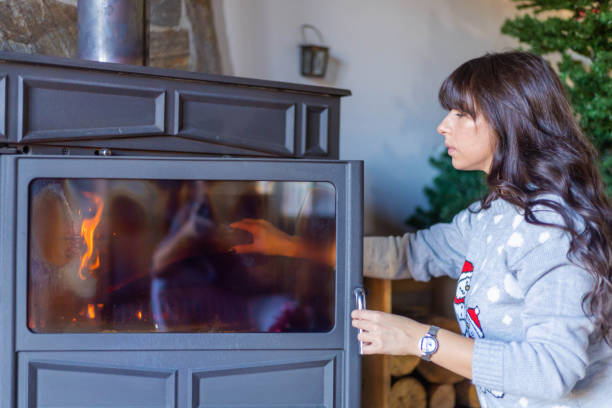 istock Fireplace makes her home so cozy, during Christmas holidays 1355090878