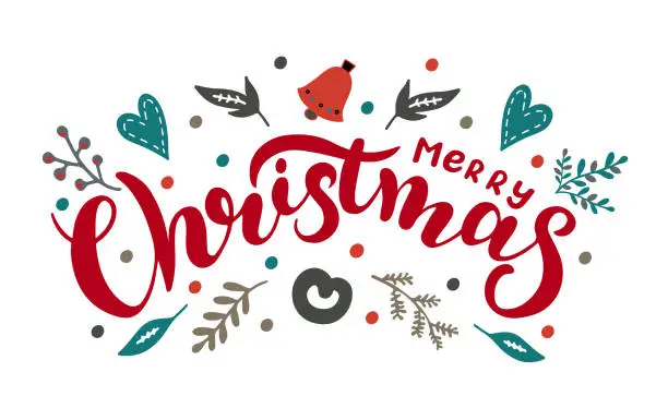 Vector illustration of Merry Christmas lettering illustration