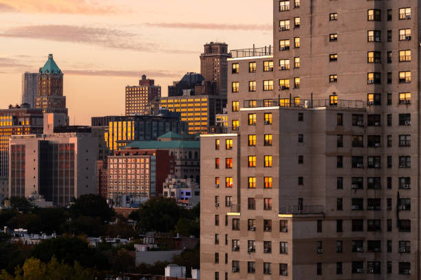 istock The sunset reflected in apartment windows 1355091965