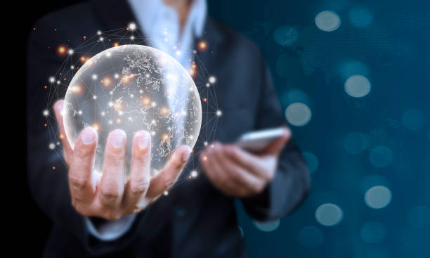 istock Businessman holding hand world global network. Analysis strategy data communication online connection. Business finance technology and digital marketing concept. 1355092624
