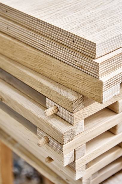 istock Shelves of wine rack of solid oak in the workshop closeup 1355092687