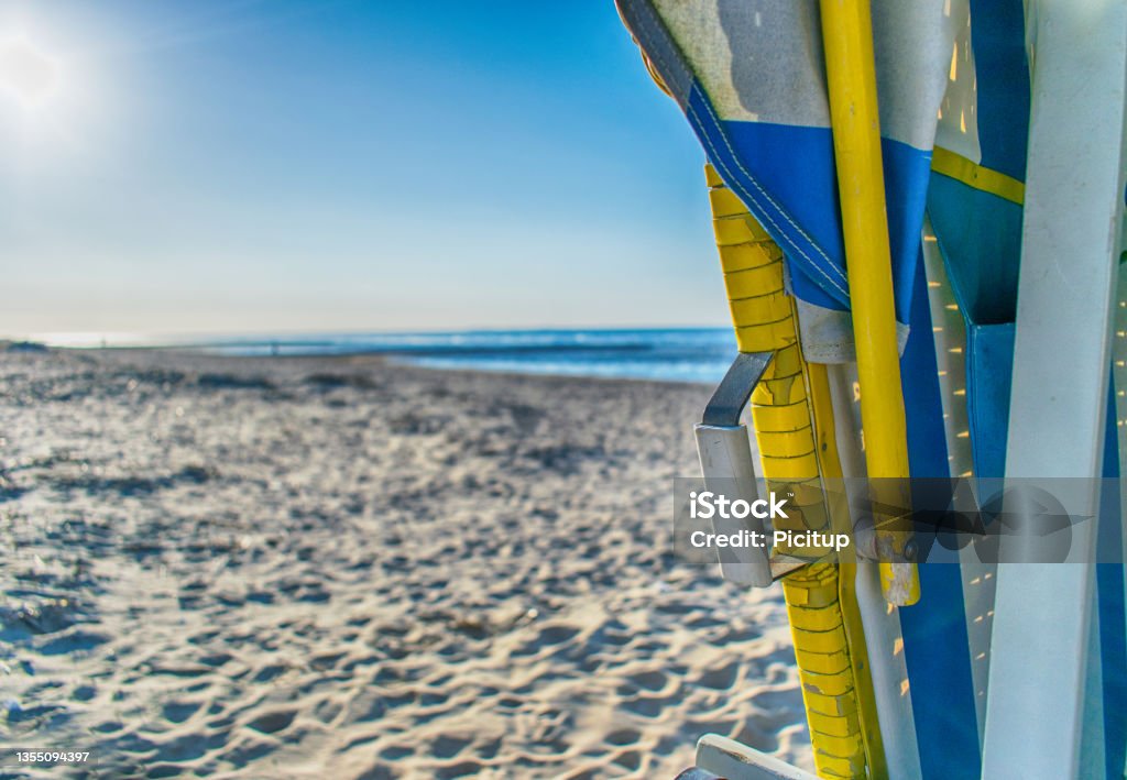 Beach chair on the North Sea. Color Image Stock Photo