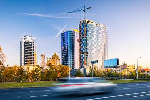 Modern office buildings in the center of Katowice, Poland